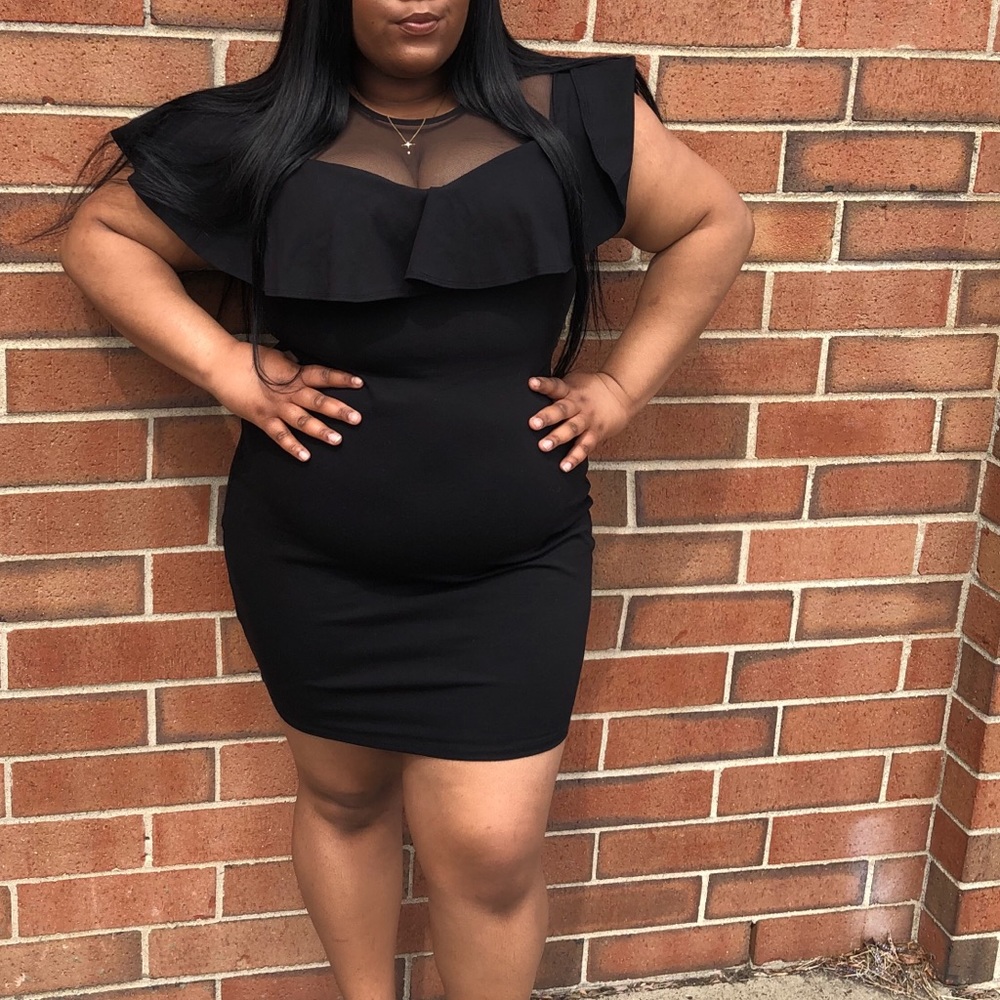 Black mini dress peplum